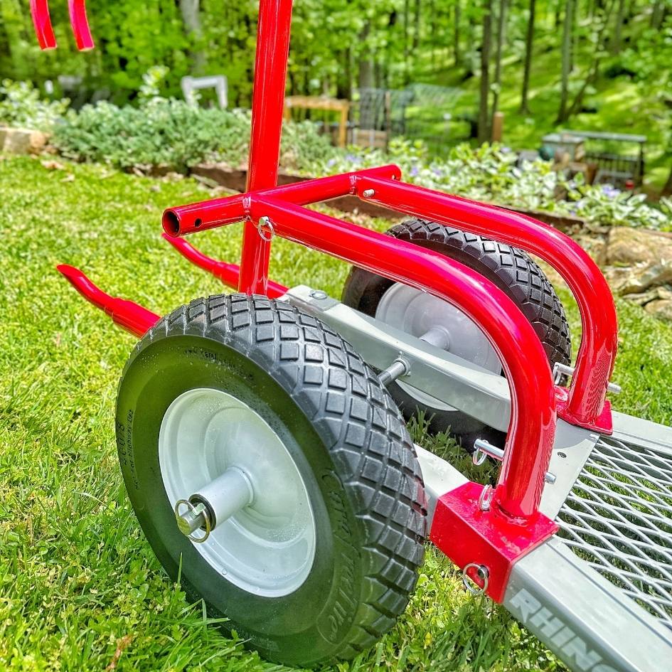 Rhino Tool Systems garden cart Rock Hauler configuration wheel shield detail