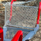 Log hauler configuration Rhino Tool Systems landscapers cart with expanded steel back mesh accessory in detail