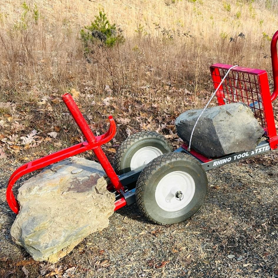 Rhino Tool Systems garden cart Rock Hauler configuration carry heavy stone and boulder