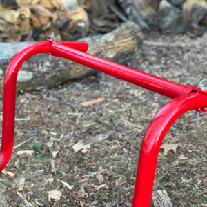 Handle connector bar attached to two handles of the Rhino Tool Systems landscapers cart